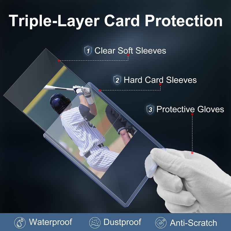 Mlikero 400 Card Sleeves Hard Plastic, 3""x4"" Baseball Card Protectors Hard Plastic for Baseball, Football and Game Cards (200 Hard Card Sleeves + 200 Clear Sleeve) - Image 3